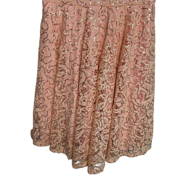 Just Kids Girls Salmon Pink Lace Sequin Sleeveless Party Dress Size 14 USA Made - Picture 3 of 10